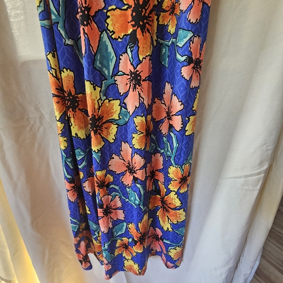 LuLaRoe Floral Maxi Dress - Blue and Orange - Picture 2 of 3